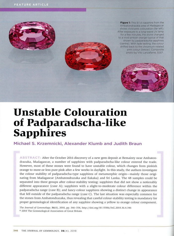 Unstable Colouration of Padparadscha-like Sapphires